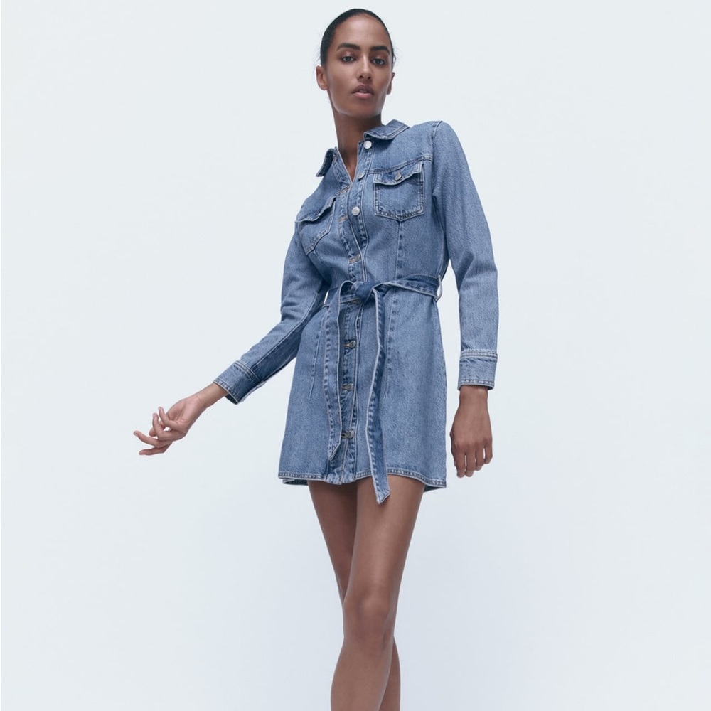 ZARA DENIM WRAP DRESS SIZE SMALL